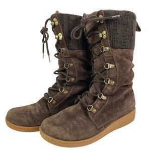 The North Face High Top Mid Calf Snow Boots Womens Lace Up Cold Brown Size 6.5